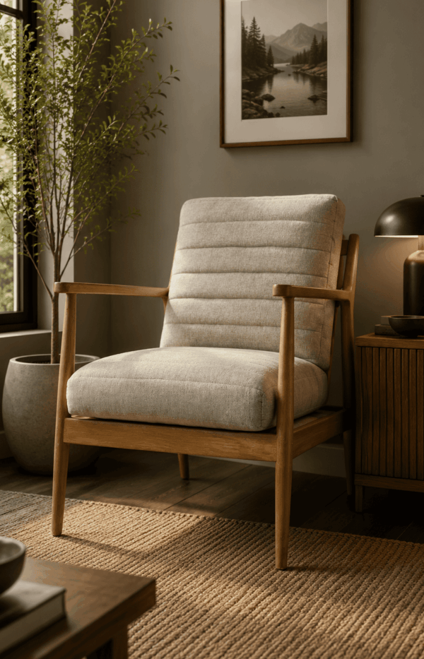 Upholstered Wooden Accent Chair