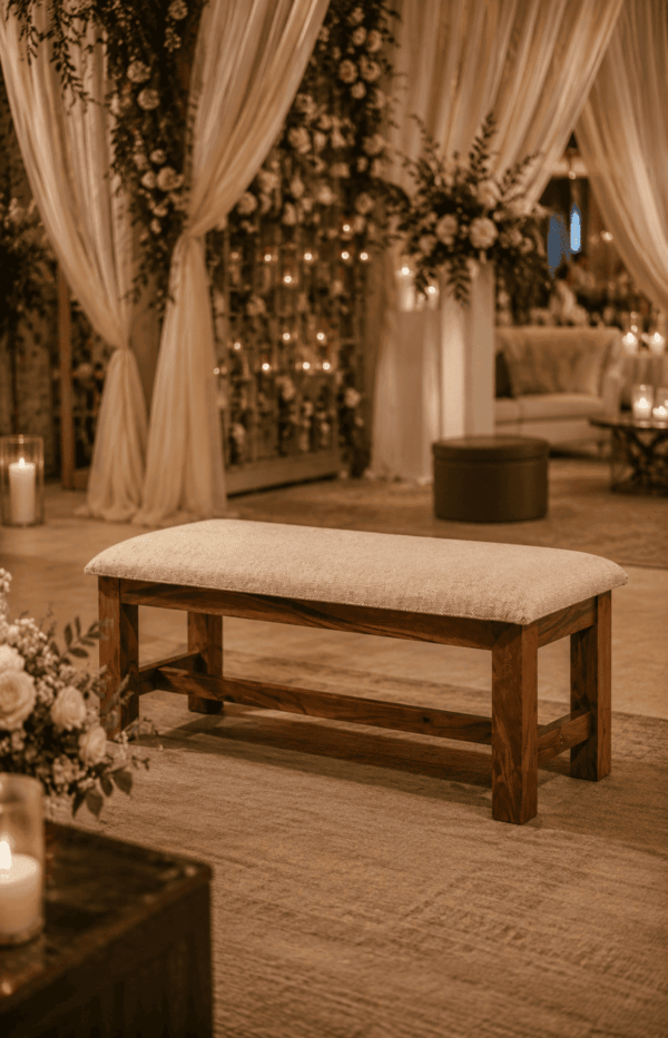 Alexa Solid Wood Bench With Cushioned Top