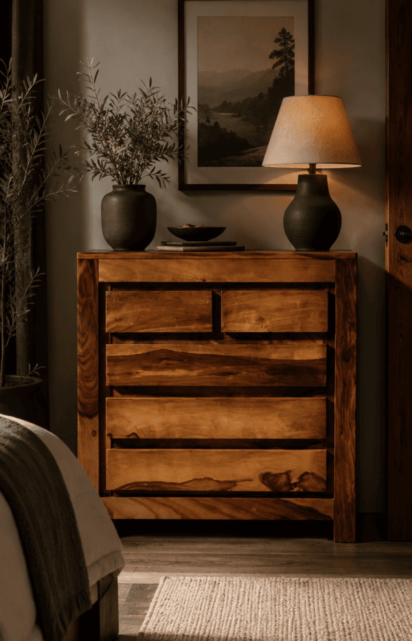 Belle Solid Wood Chest Of Drawer With 5 Drawers