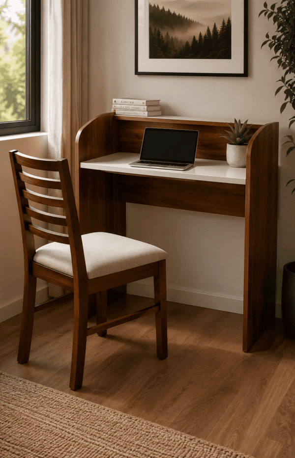 Luna Engineered Wood Study Table With Alexa Wooden Chair