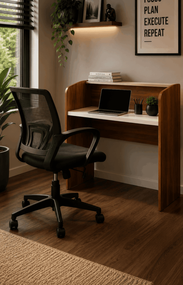 Luna Engineered Wood Study Table With Office Chair