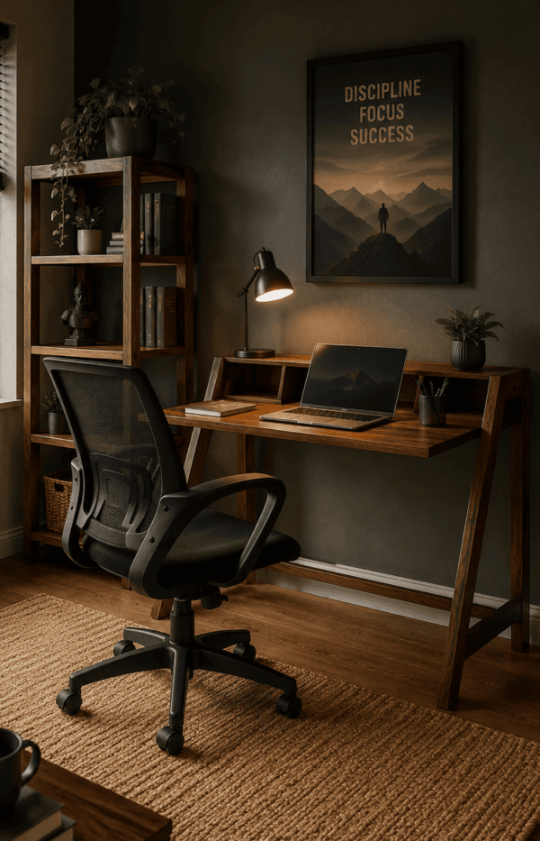 Hugo Study Table With Ergonomic Chair And Bookshelf
