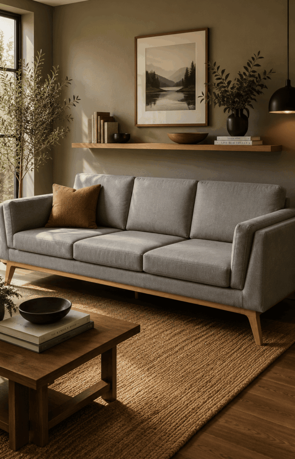 Modern Wooden 3 Seater Sofa