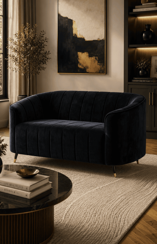Curved Velvet 2 Seater Sofa