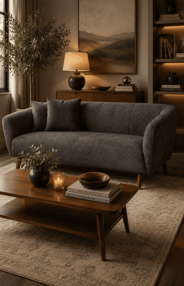 Modern Curved Fabric Sofa