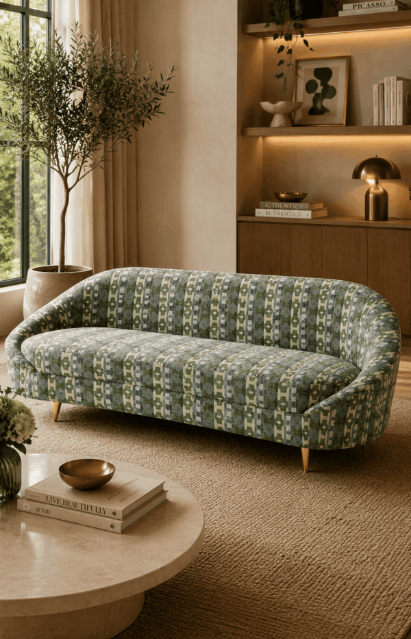 Contemporary Patterned Chaise Sofa