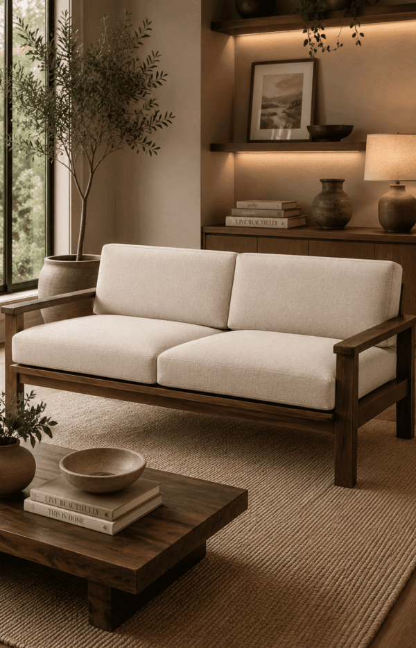 Athena Wooden Sofa 3 Seater