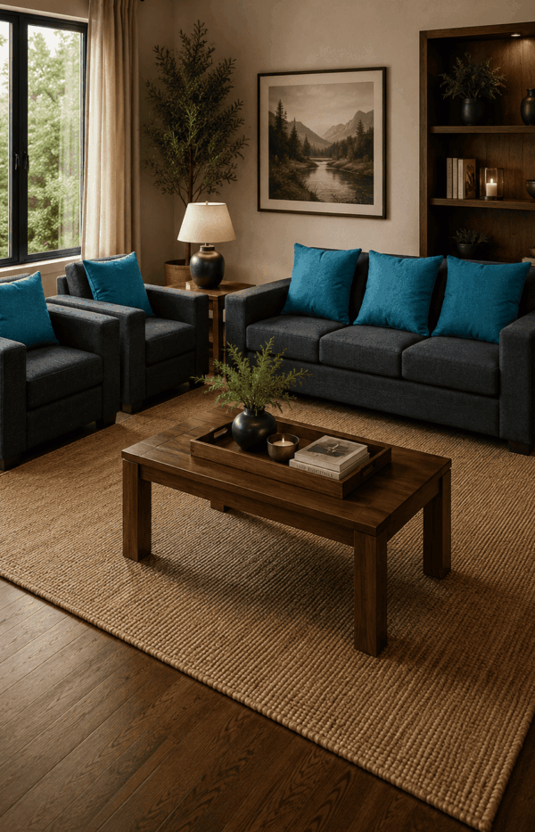 Hugo Upholstered Sofa Set In Livid Color