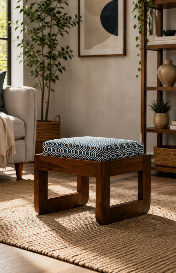 Alexa Solid Wood Upholstered Stool