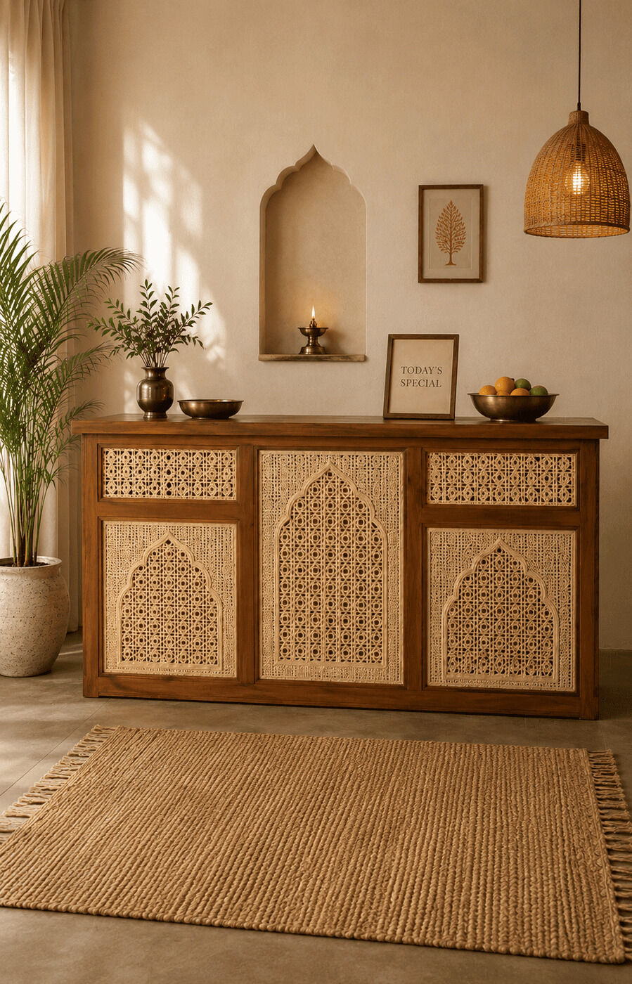 Teak & Jaali Food Counter