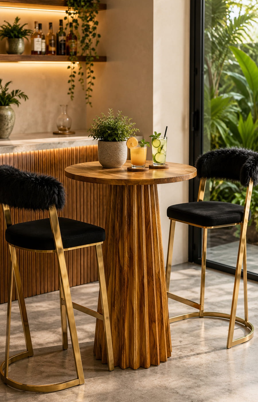 Fluted Wood Cocktail Table