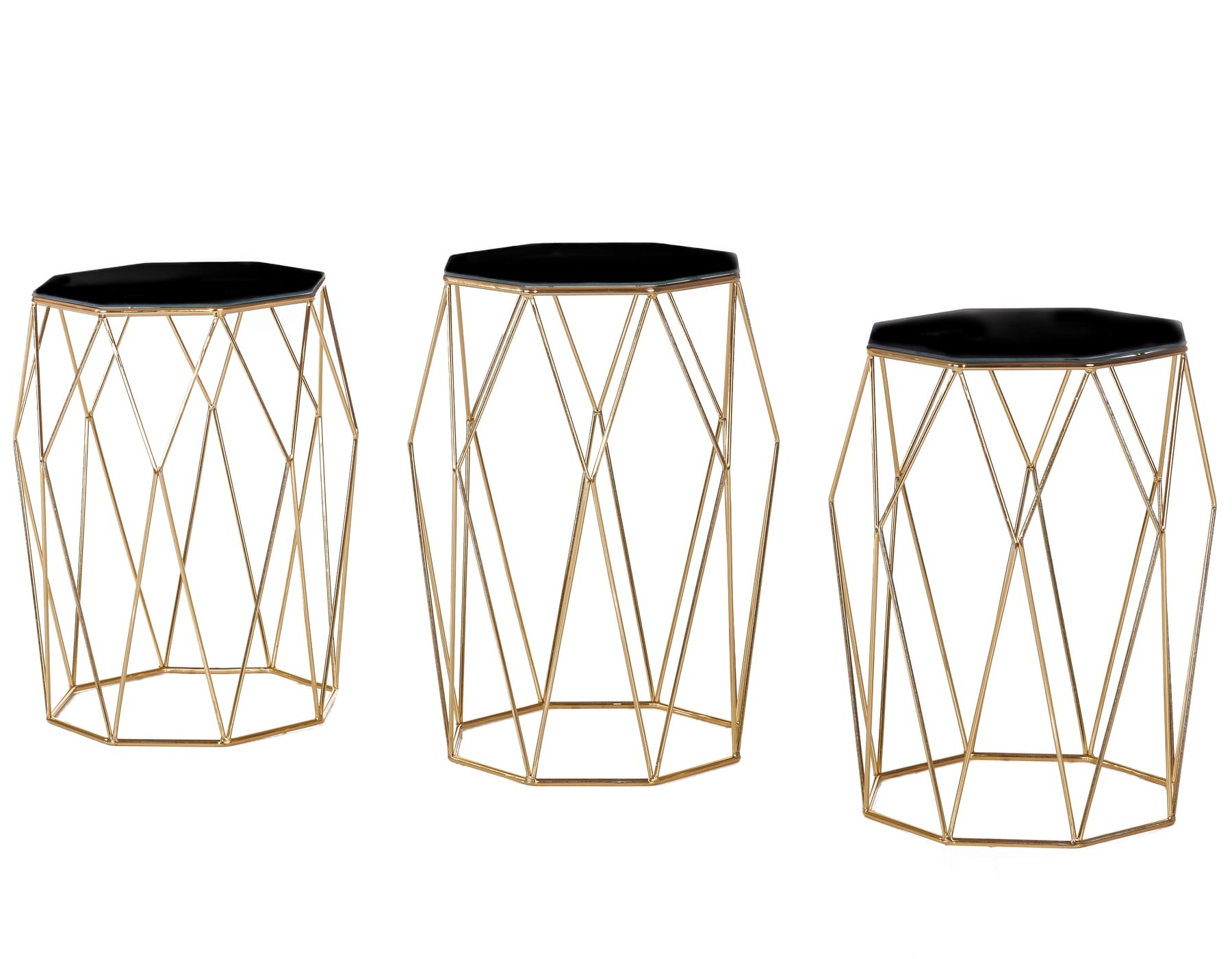 Hexagonal Luxe Tables (Black Glass Top) - Image 2
