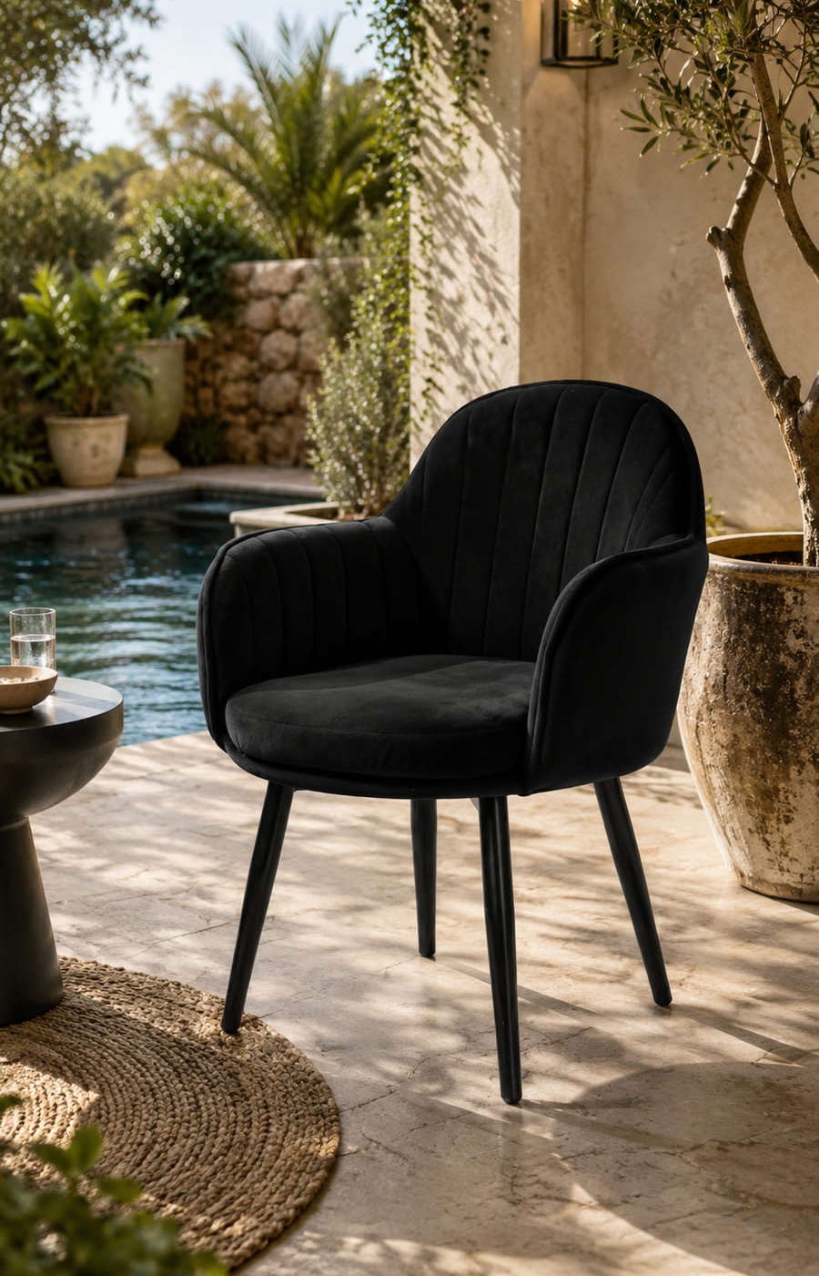 Black Velvet Cafe Chair