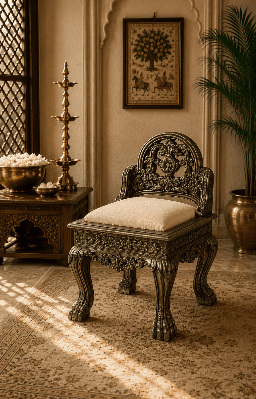 German Silver Vedic Chair