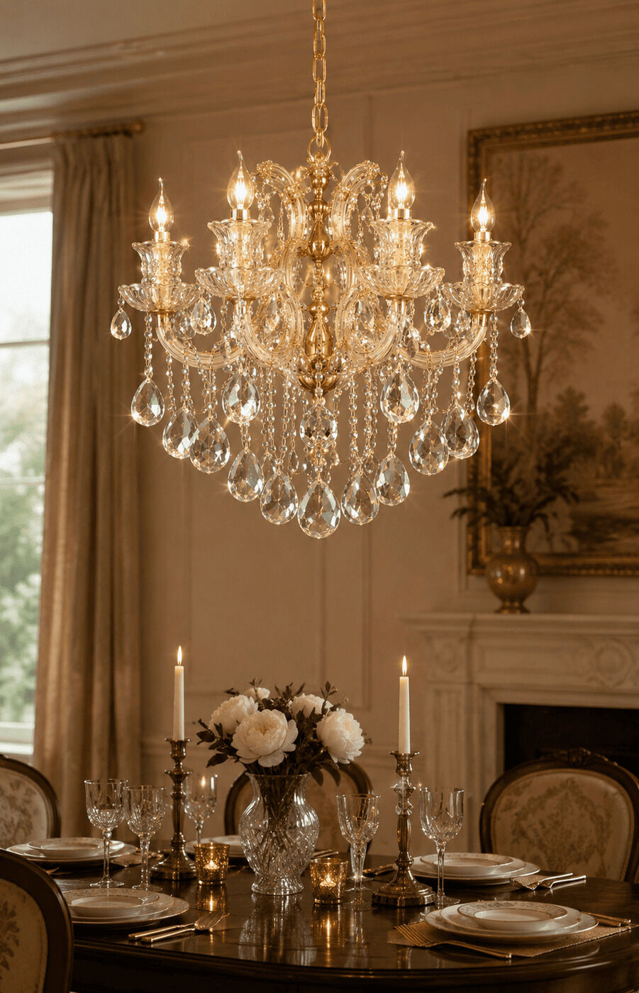 Champagne Crystal Chandelier - Small