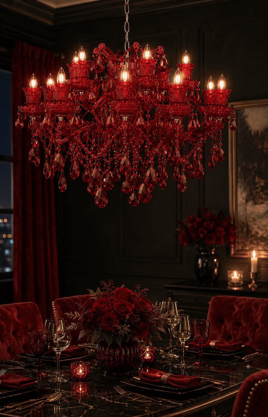 Red Crystal Chandelier - Big
