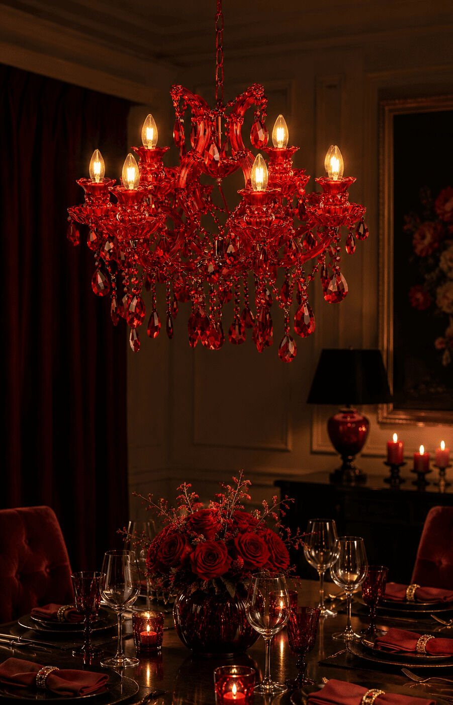 Red Crystal Chandelier - Small