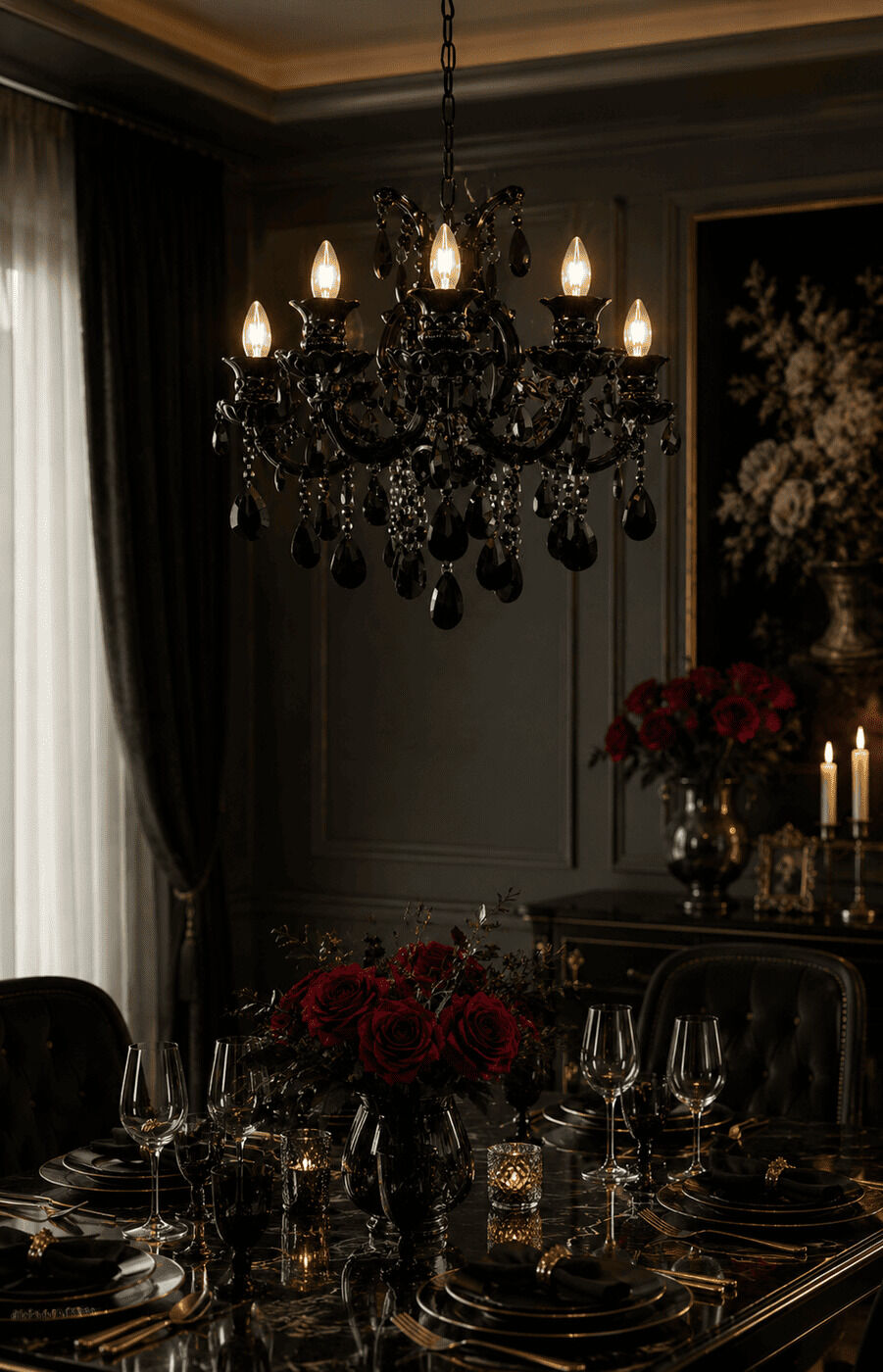 Black Crystal Chandelier - Small