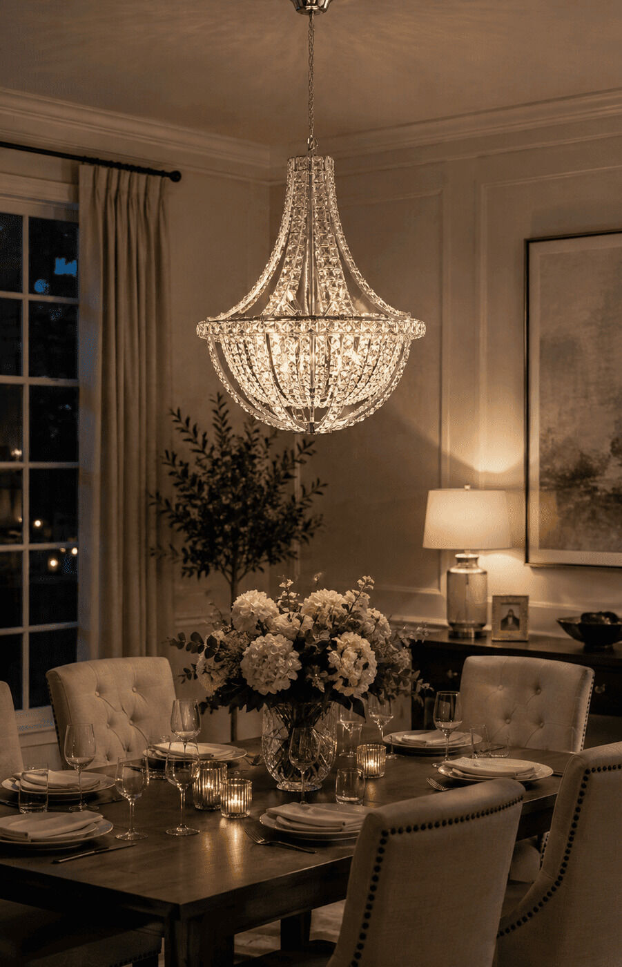 Big Crystal Basket Chandelier