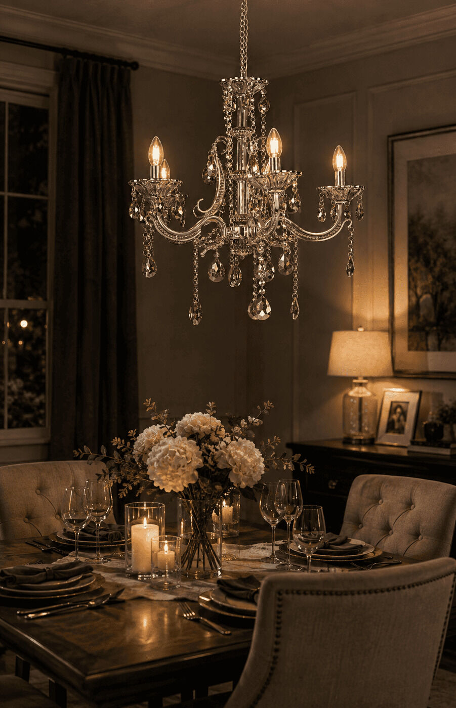 Small Grey Candle Chandelier