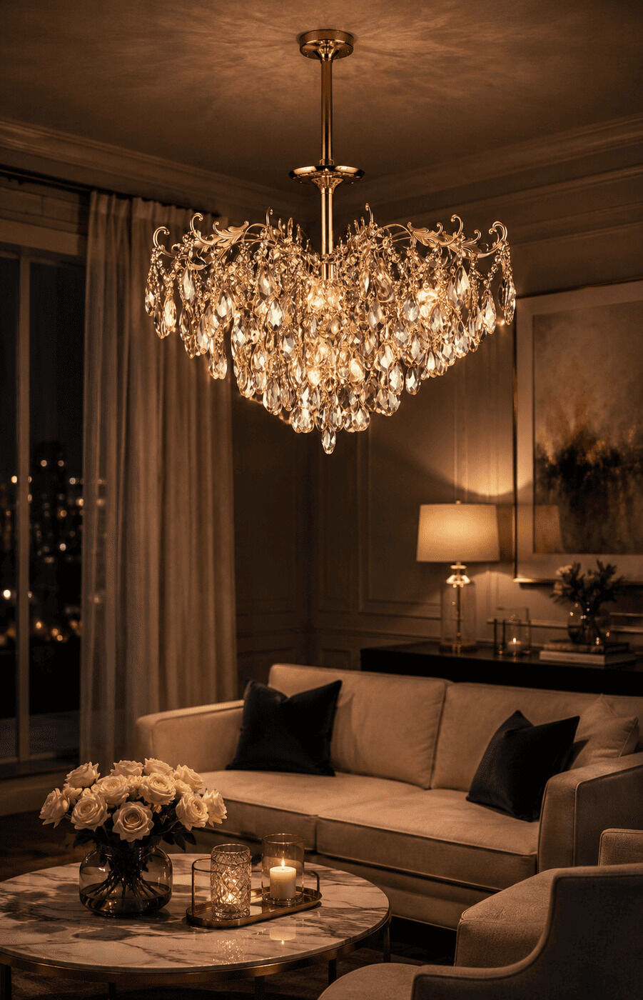 Gold Crystal Chandelier