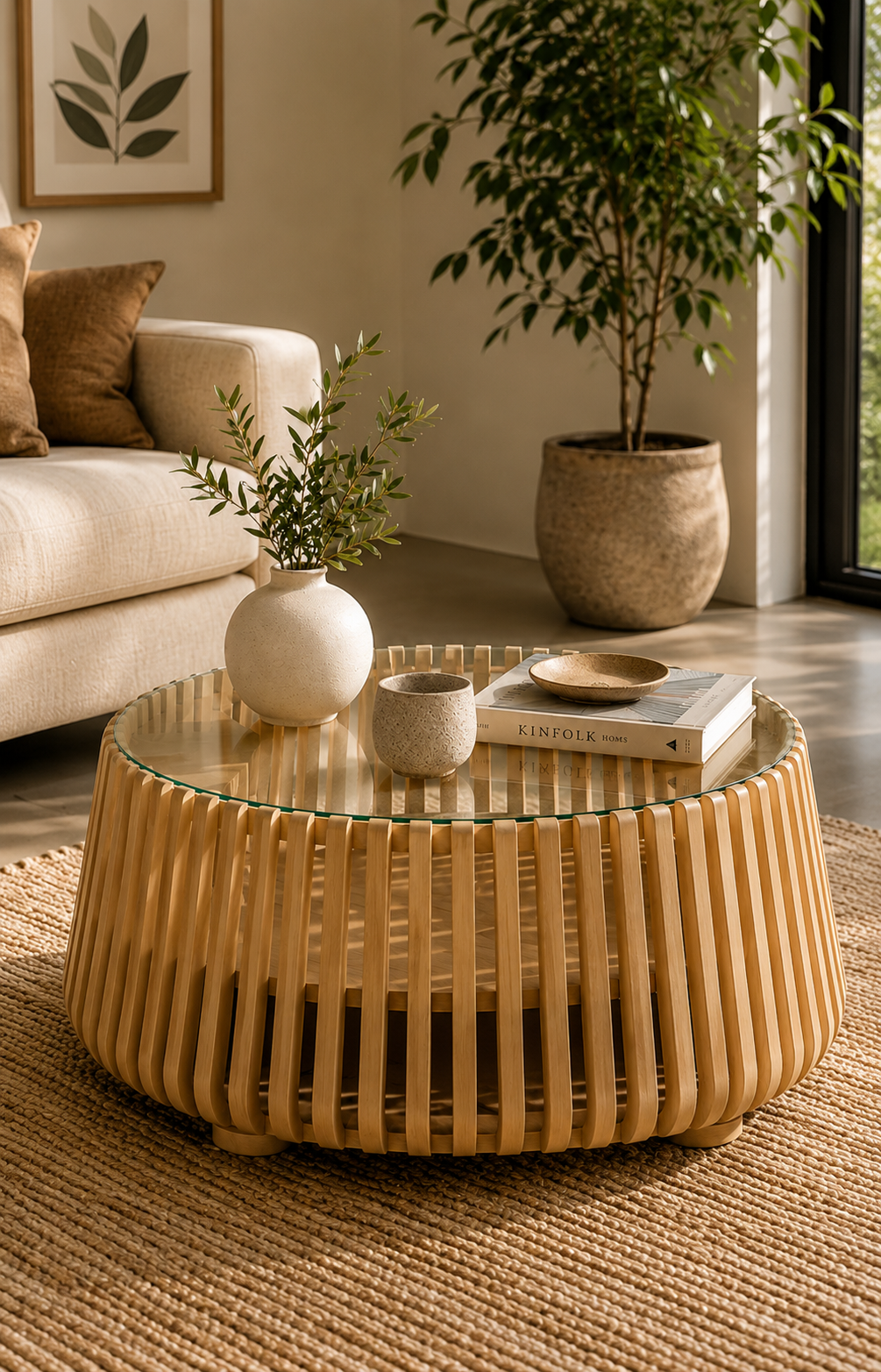 Wood Slat Coffee Table