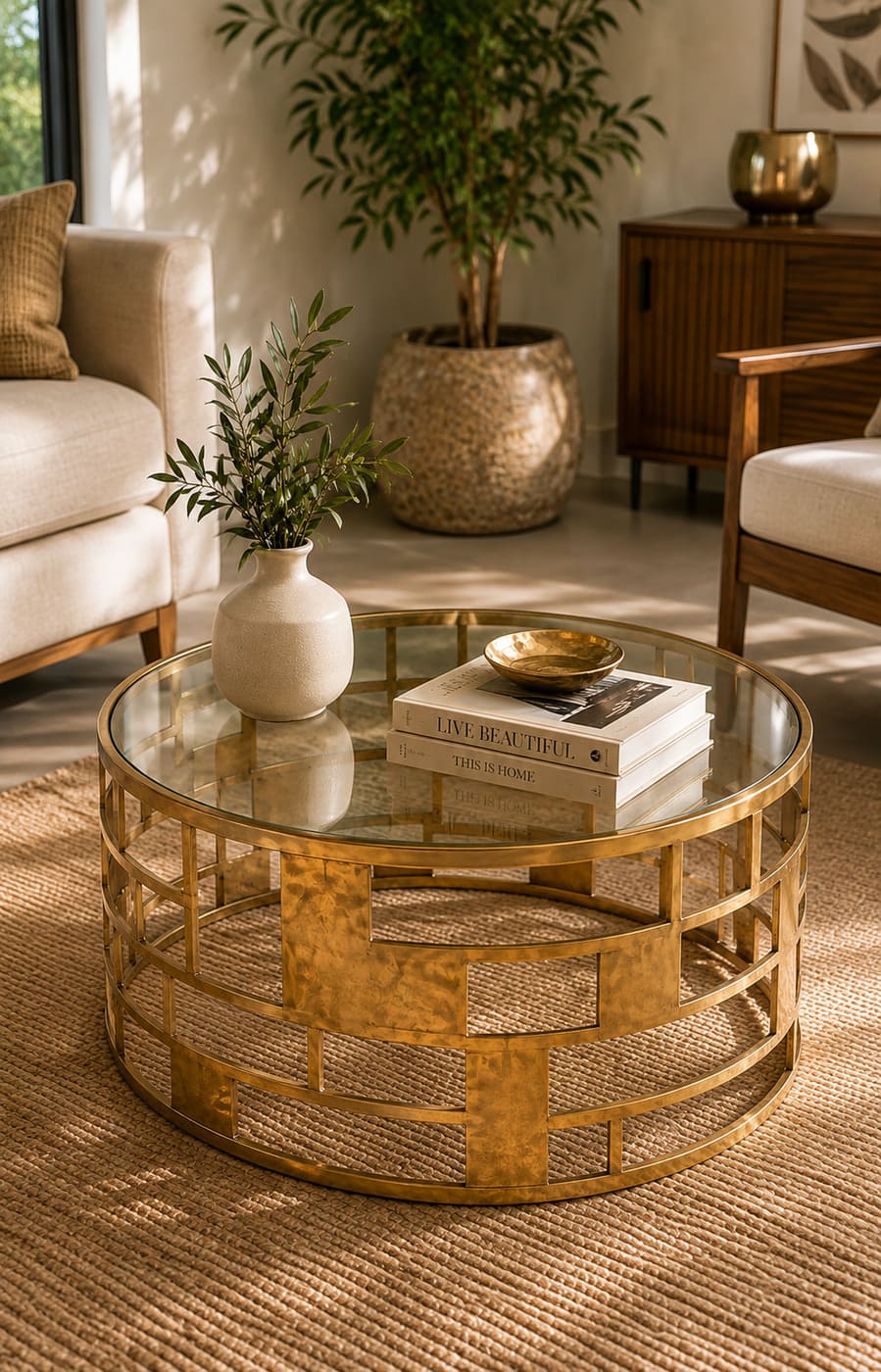 Golden Lattice Coffee Table