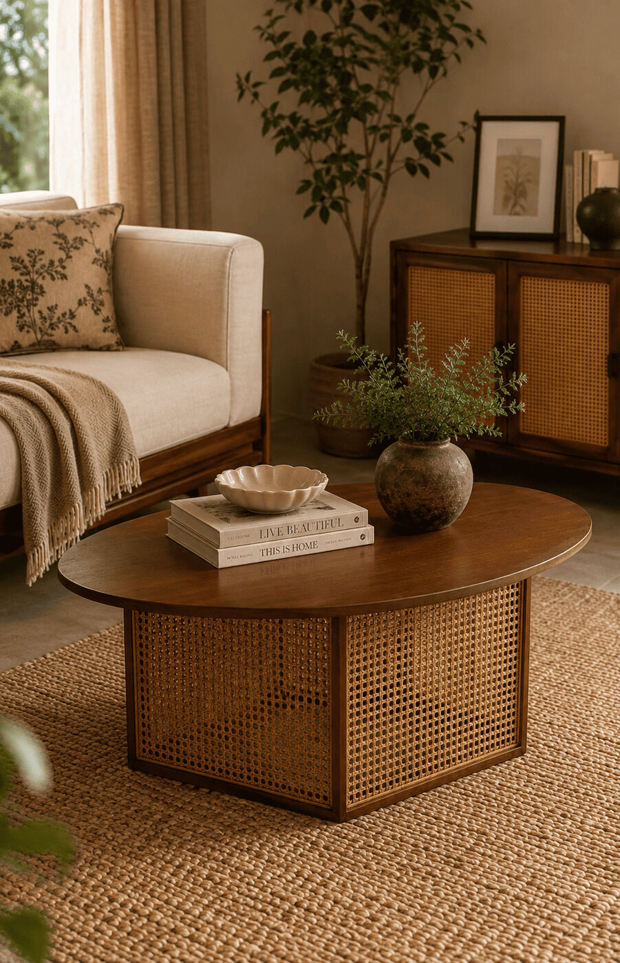 Oval Rattan Weave Tepoy