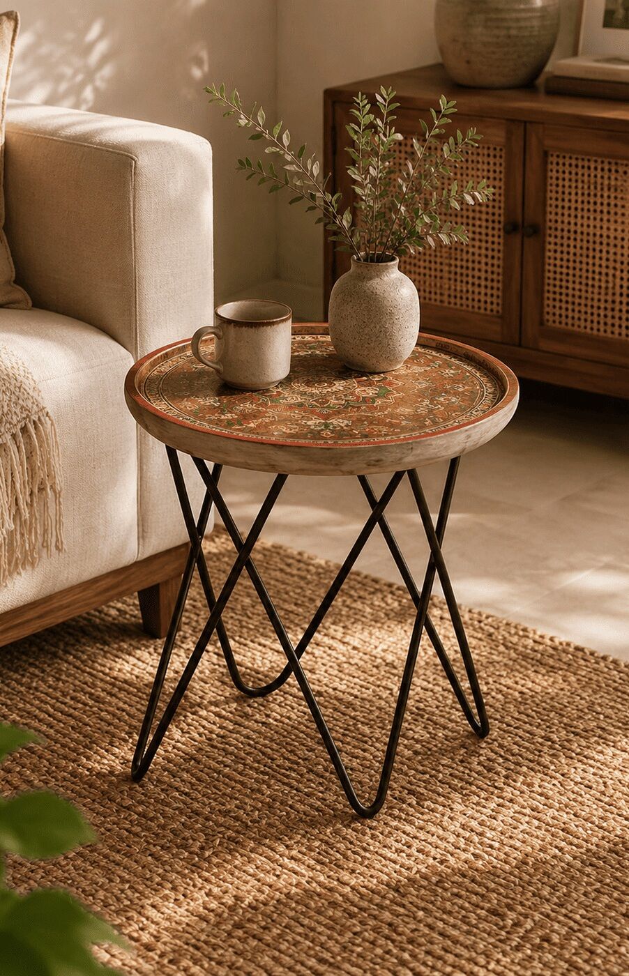 Round Handprinted Coffee Table