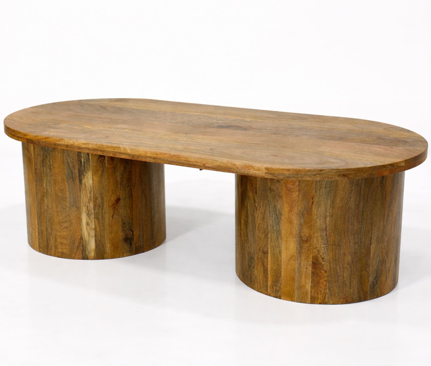 Two Pillar Wood Coffee Table - Image 2