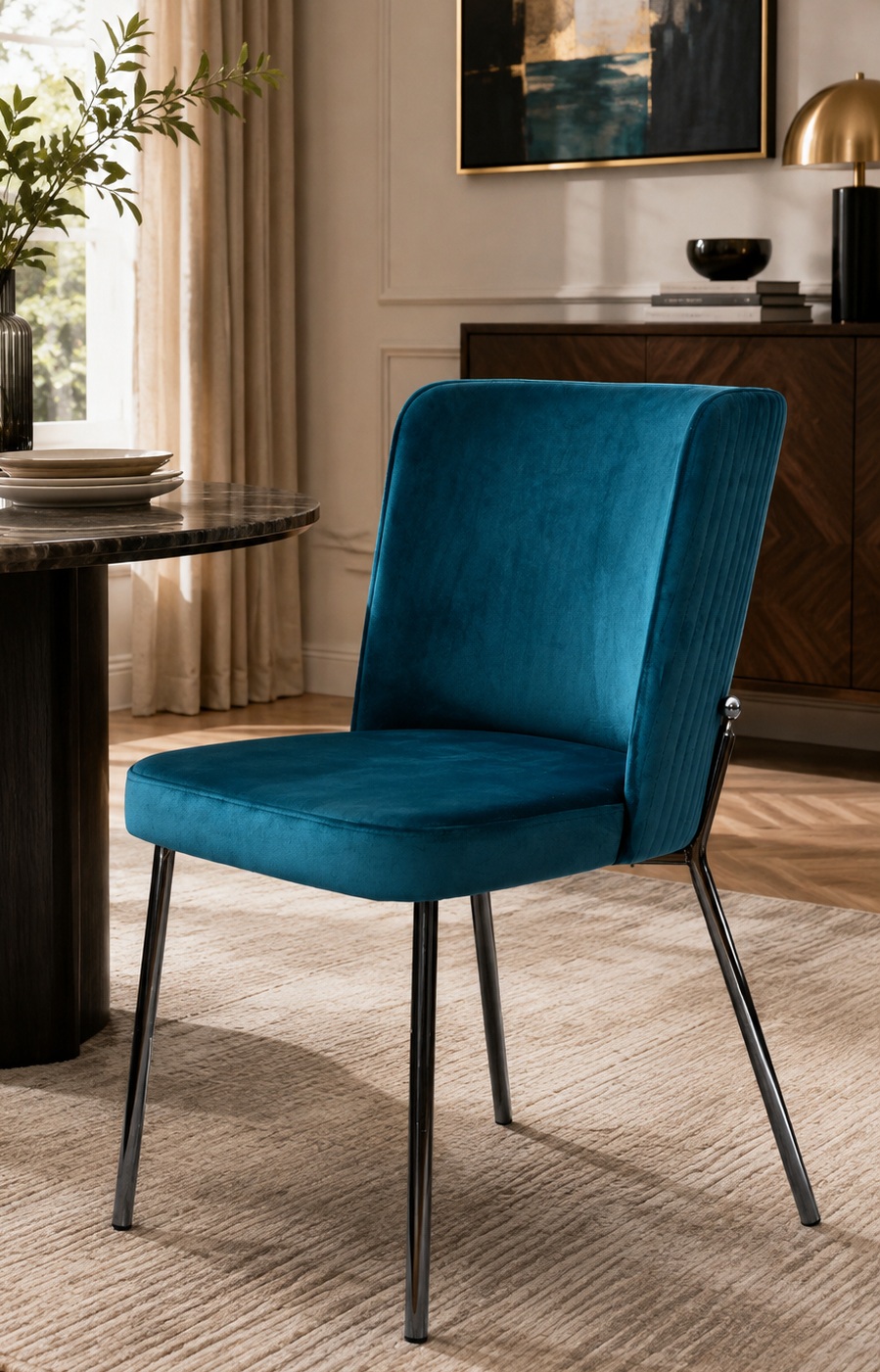 Blue Velvet Cafe Chair