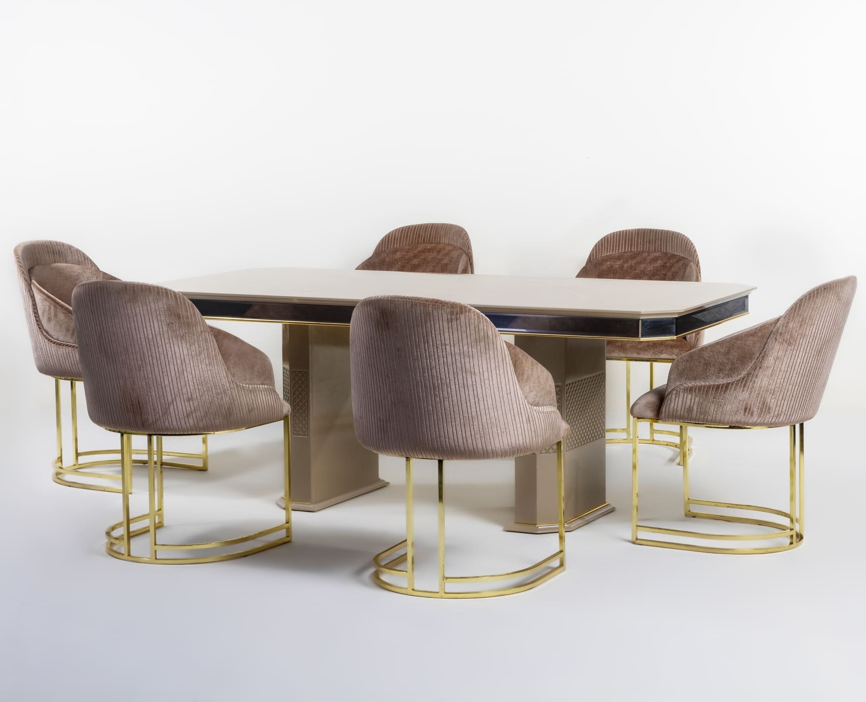 Enmobi Beige Dining Set + 6 Chairs - Image 2