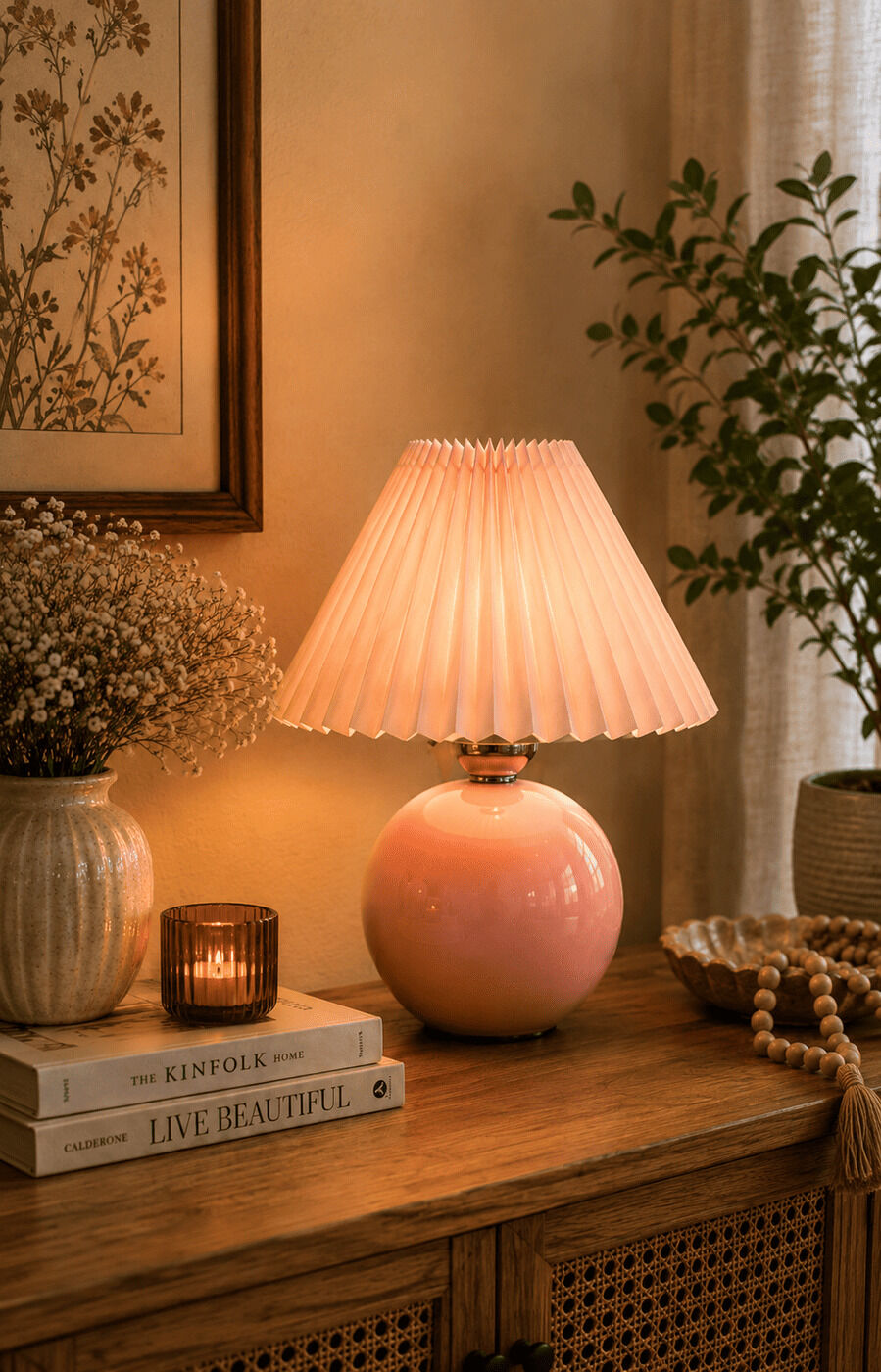 Blush Pleated Table Lamp