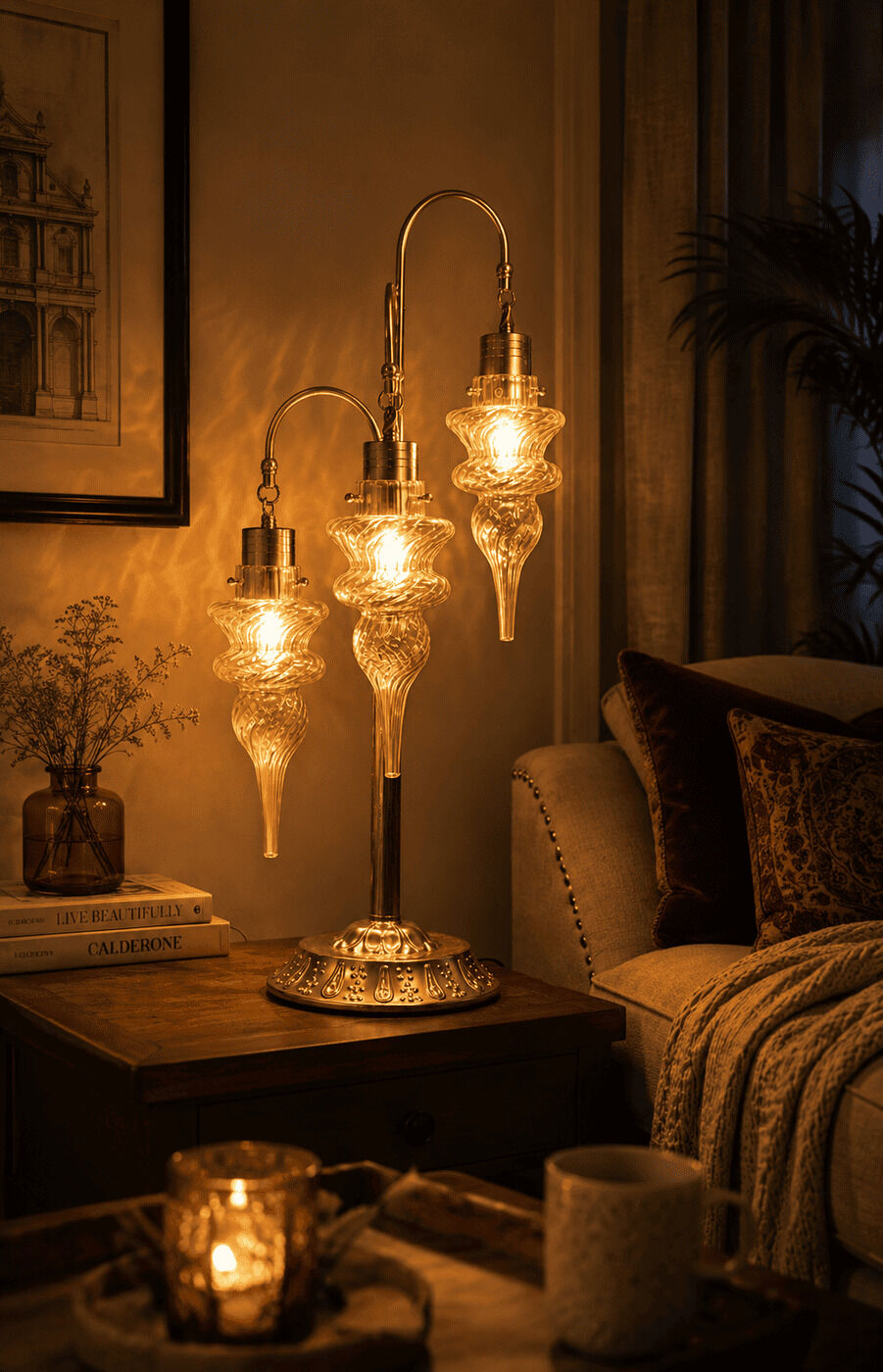 Swirled Glass Table Lamp