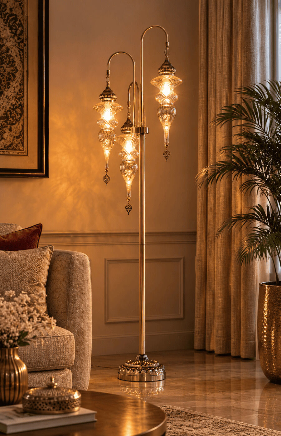 Swirled Glass Floor Lamp