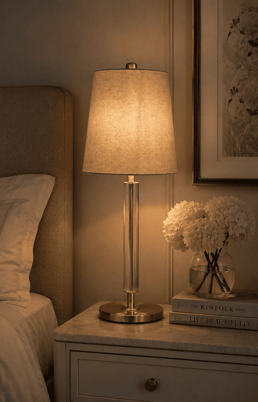 Beige-Chrome Table Lamp