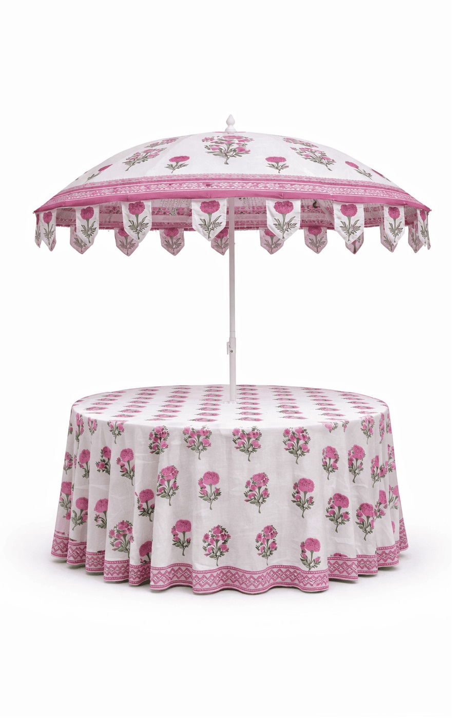 Printed Pink Umbrella With Round Table + Overlay - Image 2