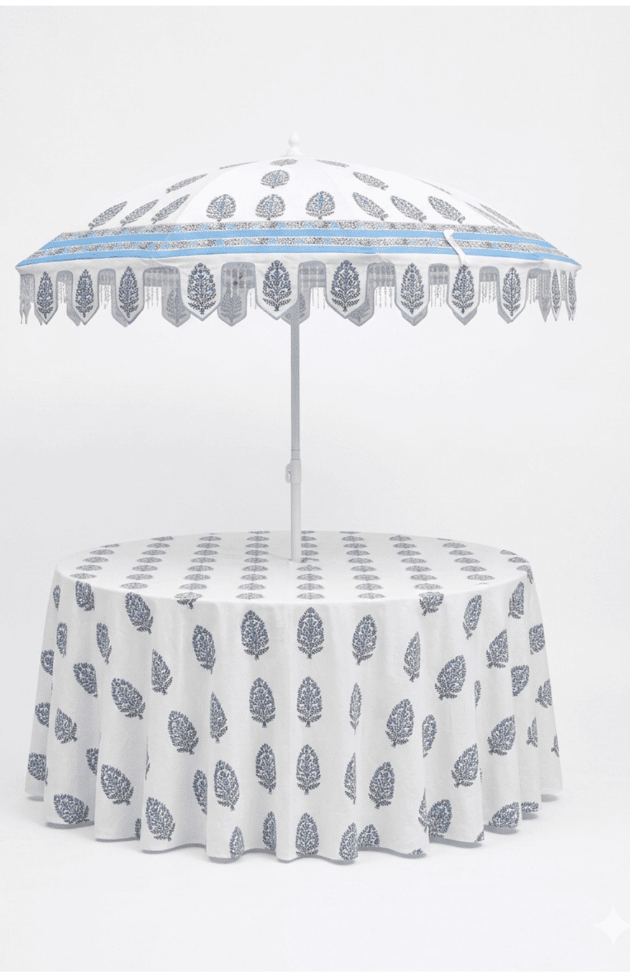 Printed Blue Umbrella With Round Table + Overlay - Image 2