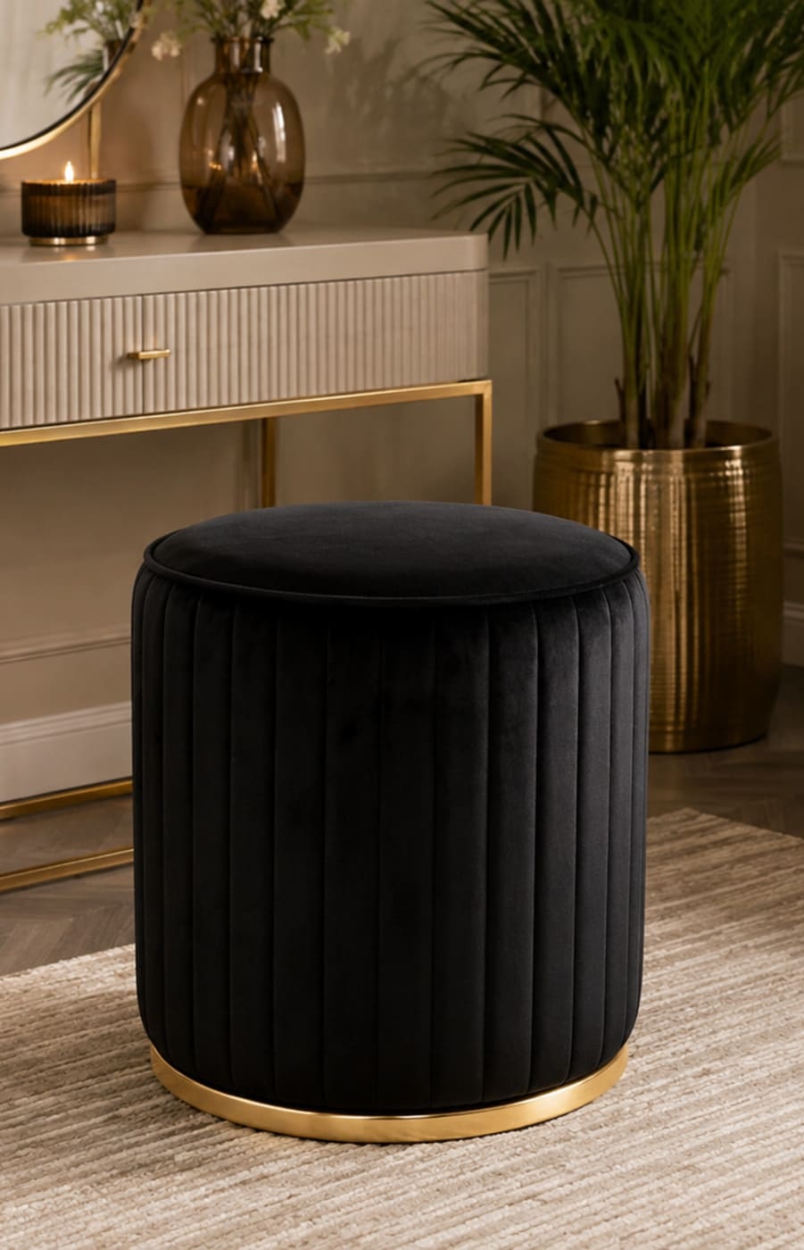 Jet Black Ottoman