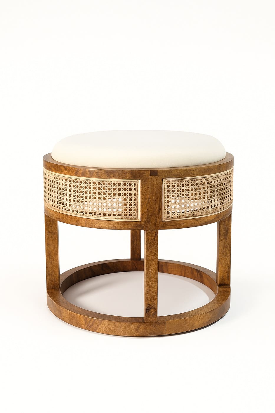Round Rattan Ottoman - Image 2