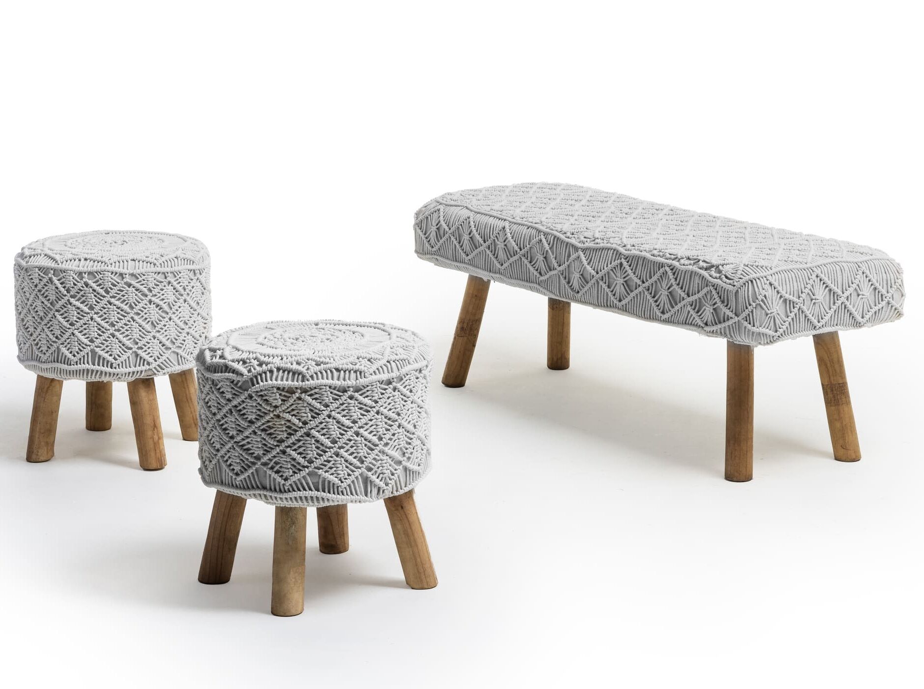 Macrame Benches & Ottoman - Image 2