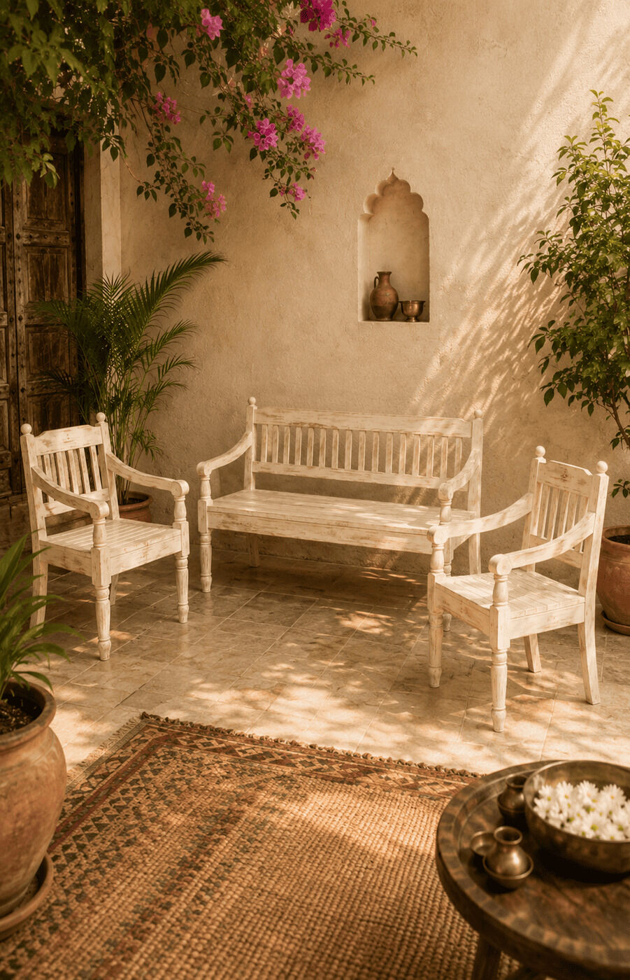Ivory Bench Set (3+1+1)