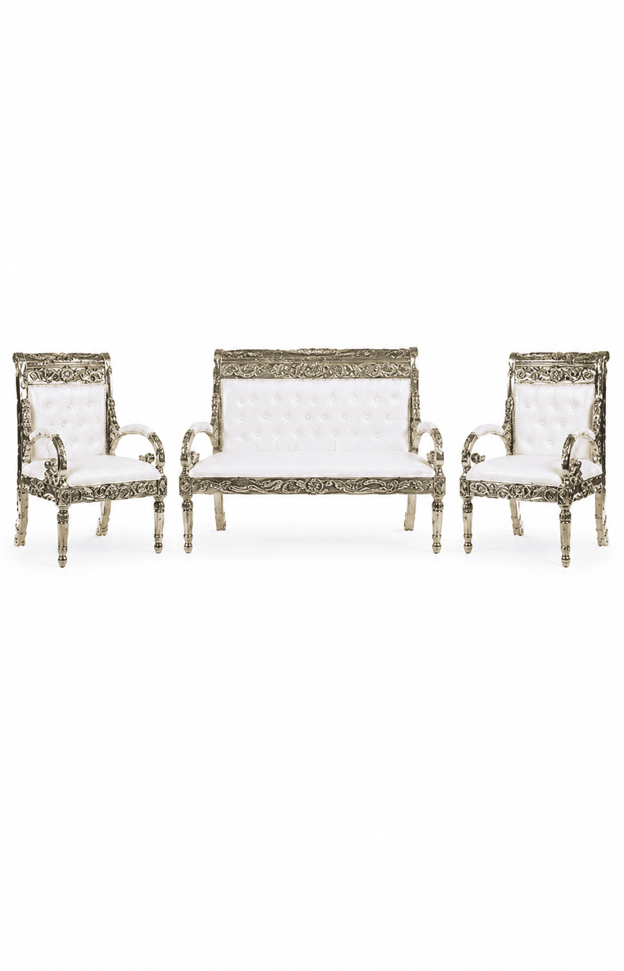 German Silver White Sofa Set (3+1+1) - Image 2