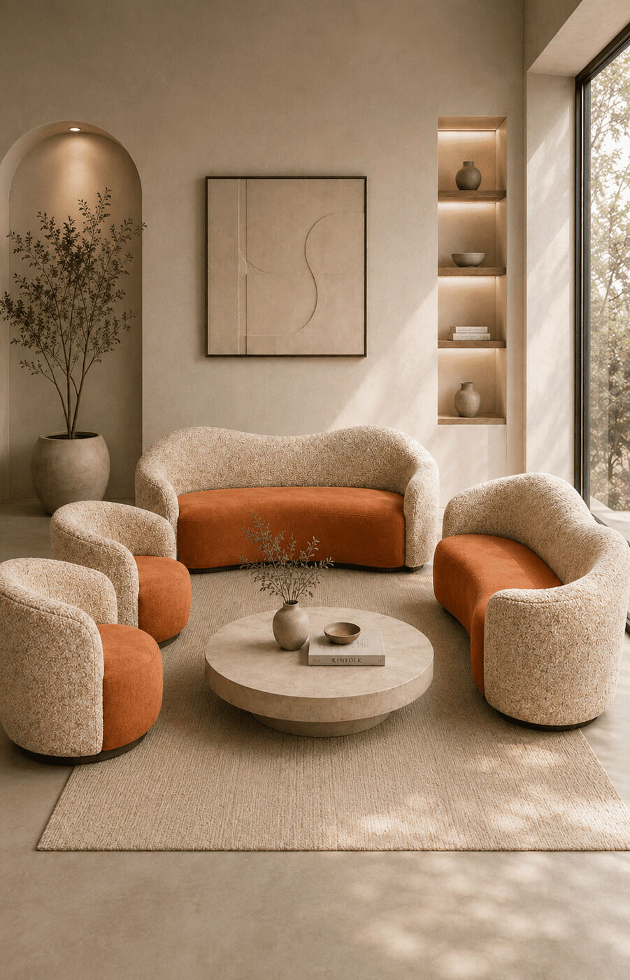 Amber Curve Sofa Set (3 + 2 + 1 + 1)