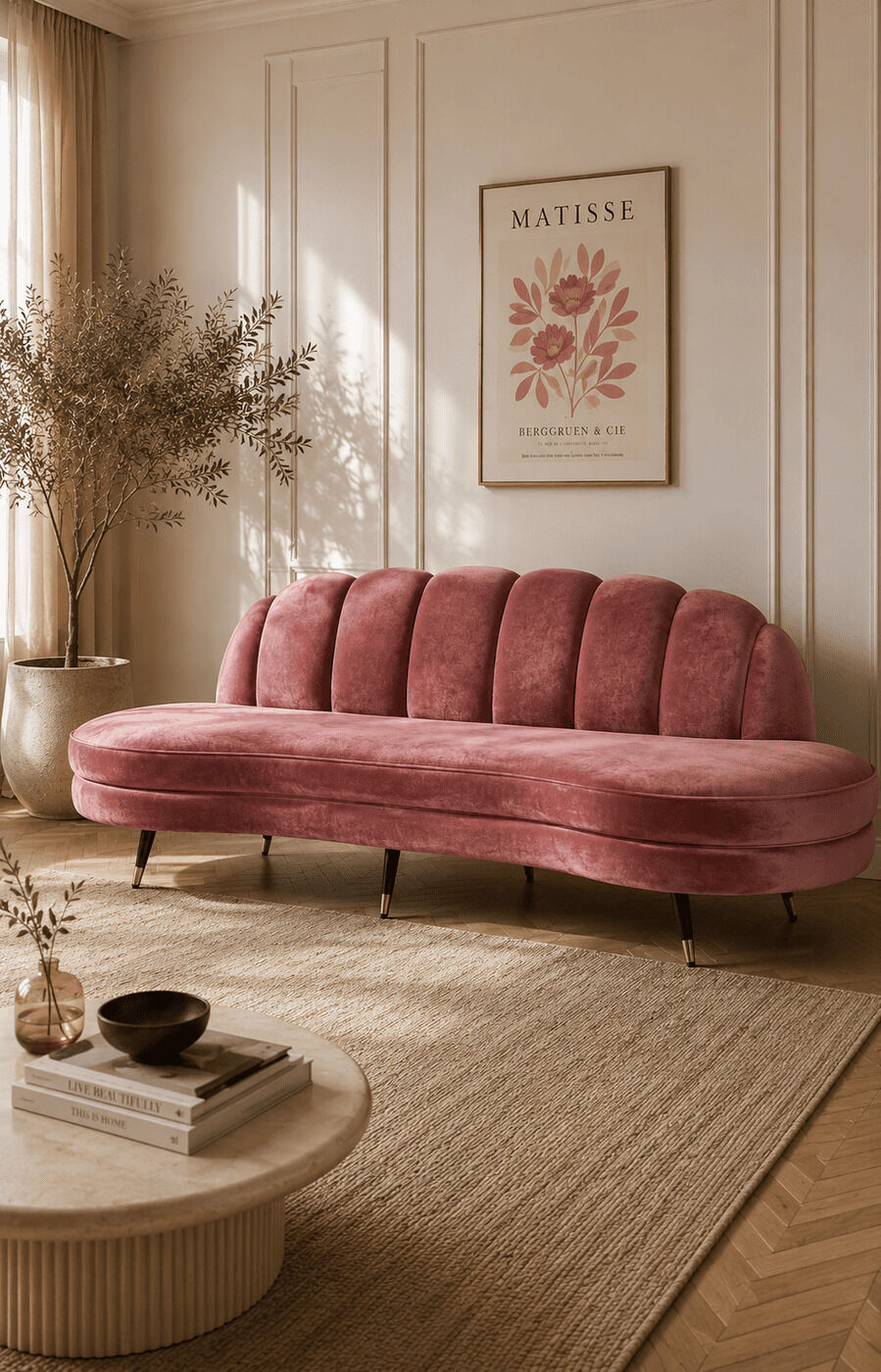Peach Stylish Couple Sofa