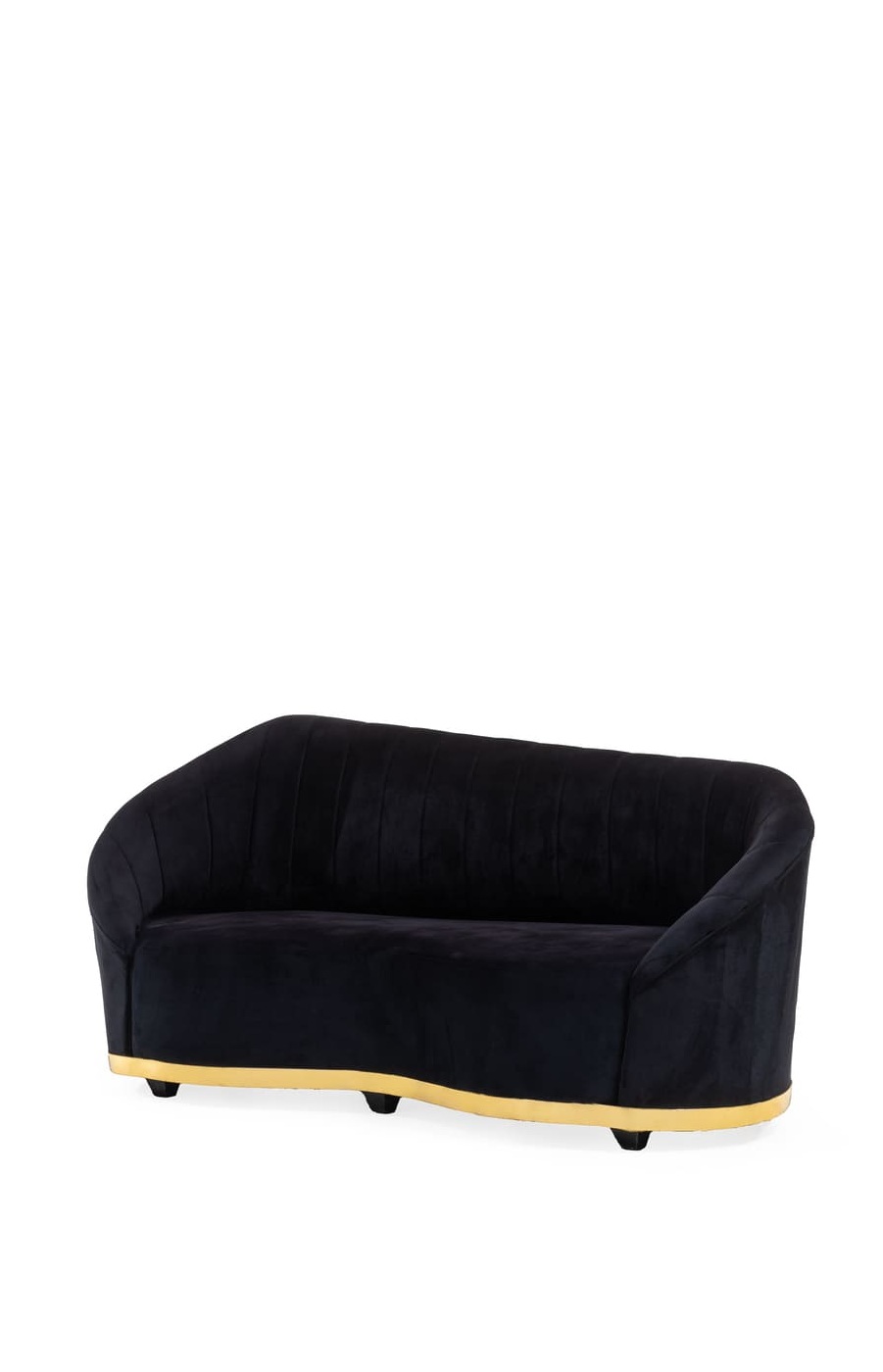 Black Velvet Couple Sofa - Image 2