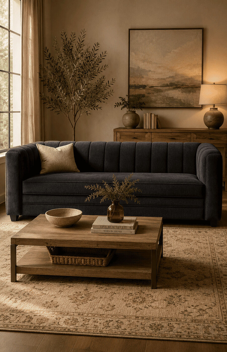 Black Tufted Duo Sofa