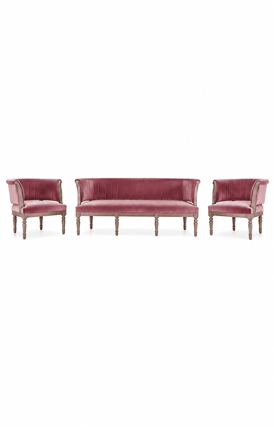 German Silver Pink Sofa Set (3+1+1) - Image 2