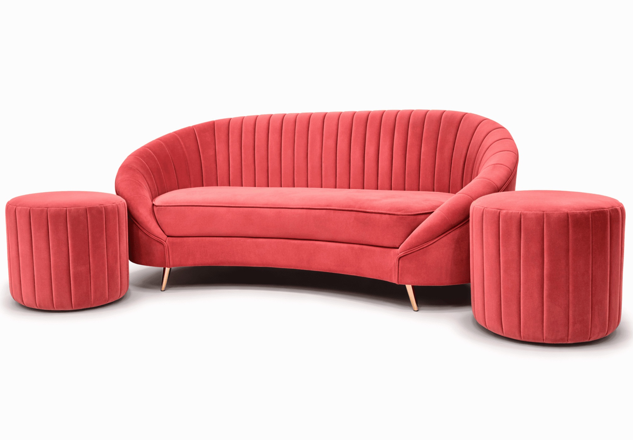 Blush Duet Sofa With Puffies - Image 2