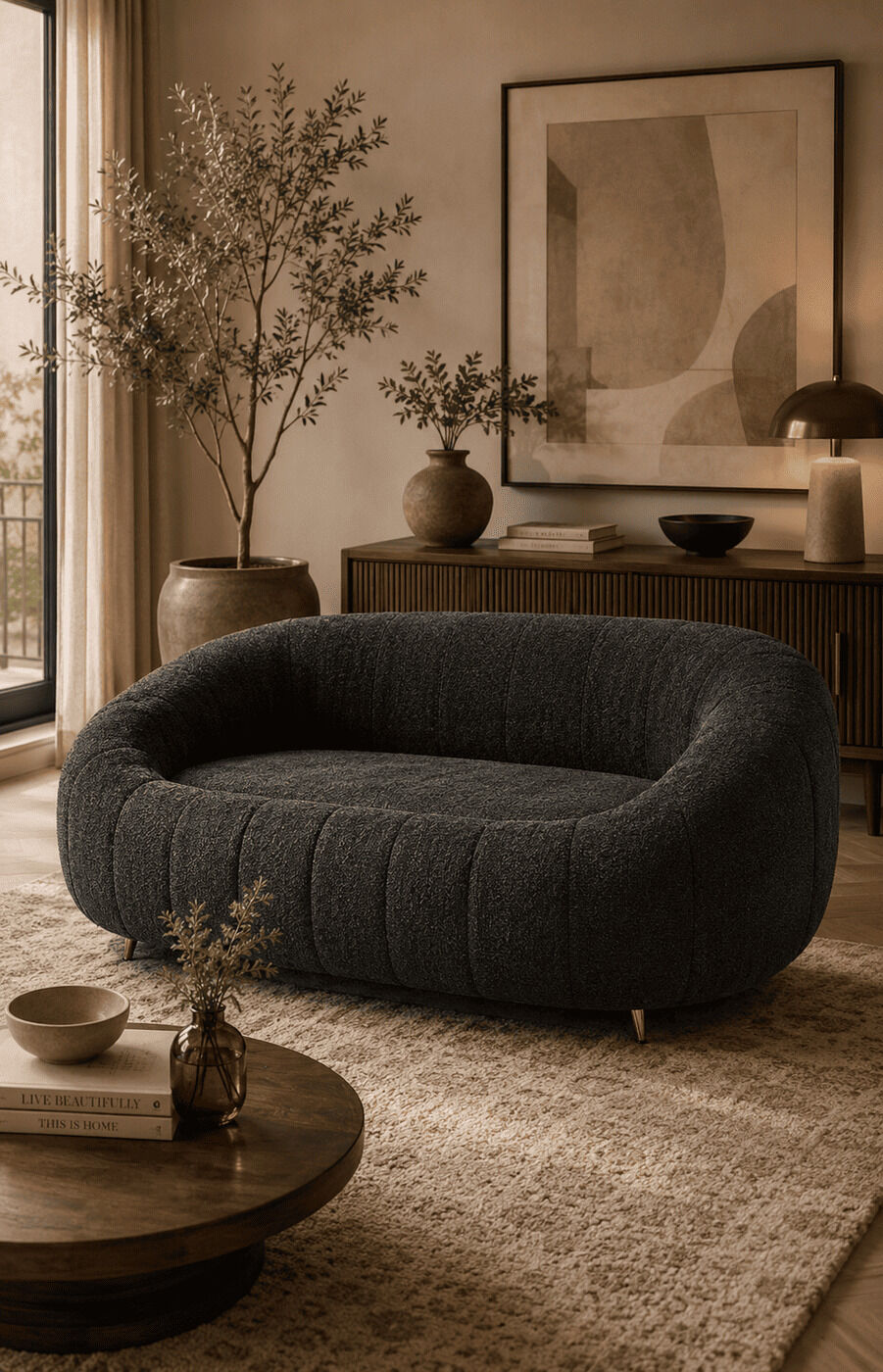 Charcoal Pumpkin Couple Sofa